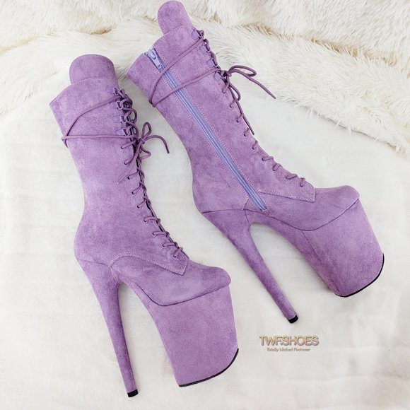 Flamingo 1050 Lilac 8" High Heel Ankle Calf Boots - Picture 4 of 16